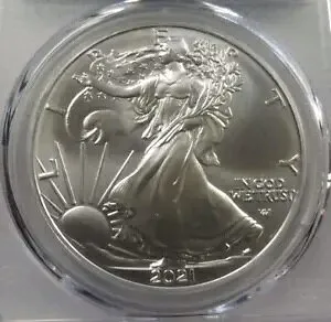 2021年 アメリカン シルバー イーグル | PCGS MS70、ブルー | .999 シルバー $1 | タイプ2、T2 FS
