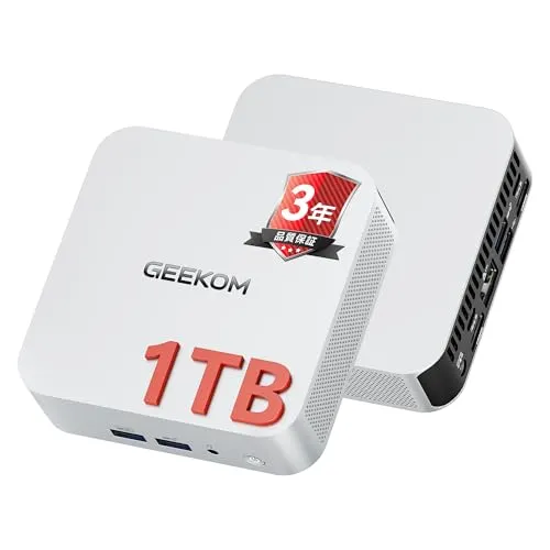 GEEKOM A5 Pro ミニpc【2026全進化・真の実用主義】 AMD Ryzen 7530U搭載(128GBメモリ/6TB SSD拡張対応) 航空級全アルミボディ 高放熱 30dB Mini PC｜4画面出力 8K@60Hz対応｜SDカードスロット