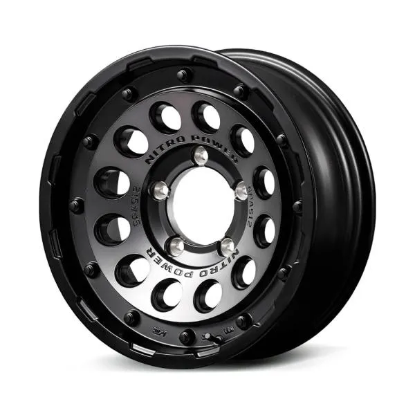 16インチ 5H139.7 6.0J 6J-5 5穴 ナイトロパワー ショットガン ジムニーシエラ用ホイール 4本 セミグロススモーク マシンドフェイス NITRO POWER H12 SHOTGUN