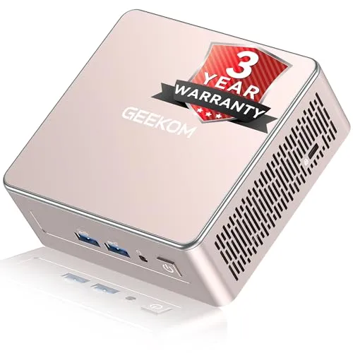 GEEKOM A5 Mini PC AMD Ryzen 5 7430U、3年間のカバレッジ、16GB RAM(アップグレード可能、LPDDRではありません)&512GB M.2 NVMe SSD、Windows 11 Proデスクトップコンピューター対応