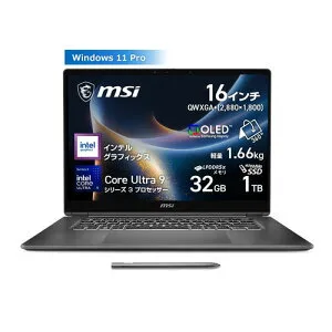 ★SUH MSI ノートPC Prestige-16-Flip-AI+C3MTG-2610JP [16型 | QWXGA+ | Core Ultra 9 386H | 32GB | 1TB | Windows 11 Pro | プラチナグレイ]