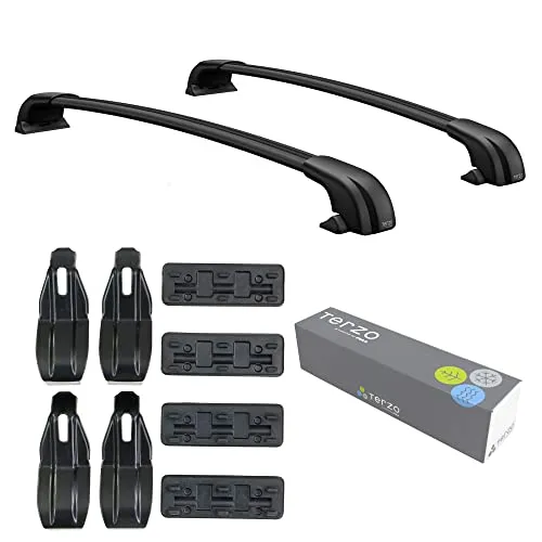 Terzo テルッツォ (by PIAA) ルーフキャリア 車種別ベースキャリアセット エアロバータイプ ブラック ルーフオンタイプ 風切音低減モデル ロック付 【スバル フォレスター ルーフレール無し H30.7~ 型式 SK9】 EF100A+EB10