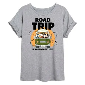 ディズニー レディース トップス Tシャツ グラフィック Disney's Mickey Mouse & Friends Juniors' Van Road Trip Oversized Graphic Tee Gray グレー