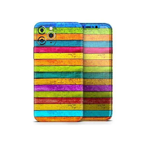 Neon Wood Planks - DesignSkinz Protective Vinyl Decal Wrap Skin Cover Compatible with The Apple iPhone XR (Full-Body, Screen Trim ＆ Back Gla_並行輸入