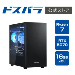 サードウェーブ デスクトップパソコン Ryzen 7 7700 RTX 5070 メモリ 16GB / SSD 500GB Windows 11 Home THIRDWAVE AD-R7A57A-01B 23048-4048