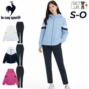 送料無料 ルコック トレーニングウェア レディース 上下 le coq sportif サンスクリーン クロス ジャケット 9分丈パンツ セットアップ はっ水 遮熱 UPF50+ 機能ウェア 女性 クロス ジャージ 上下組