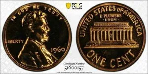 PCGS トゥルービュー 1960年 リンカーン セント PCGS PR67RD ラージ デイト DDR FS-801