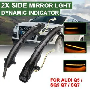 1ペア バックミラー ミラー シグナル ランプ ハイライト LED ダイナミック ターン ライト イエロー 適用: Q5 8R 2008-2017 Q7 4L フェイスリフト 2009-2015 AL-QQ-6158 AL Car parts