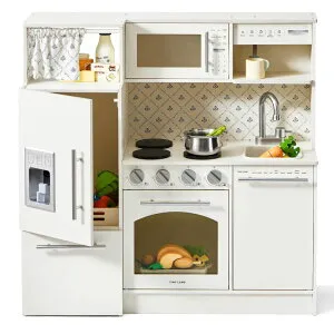 キッチン おままごと 台所 Tiny Land Play Kitchen for Kids, Upgraded Wooden Kitchen Toy with Complete Play Areas, Pretend Cooking Set with Sink, Stove, Microwave, Toy Coffee Station & Storage for Kids Ages 3+ 【並行輸入品】