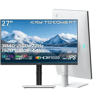 【2,000クーポン＋P最大31.5％還元！】KTC 27インチ Mini LED モニター デュアルモード対応 4K 72Hz / FHD 144Hz DisplayHDR 1000 ピーク輝度1000cd 広色域148%（色域容積）低ブルーライト USB-C HDMI/DP 高さ調整 VES
