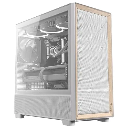 ANTEC PCケース FLUX ホワイト バーチ材 強化ガラスパネルと木材を使用した冷却型ミドルタワーPCケース Antec FLUX WHITE