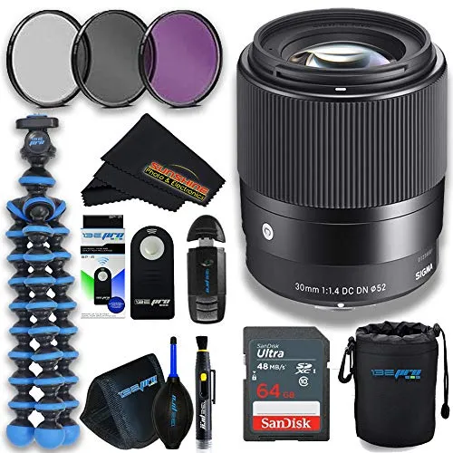 Sigma 30mm f1.4 コンテンポラリーDC DNレンズ Sony E用 サンシャインフォトプロフェッショナルバンドル付き