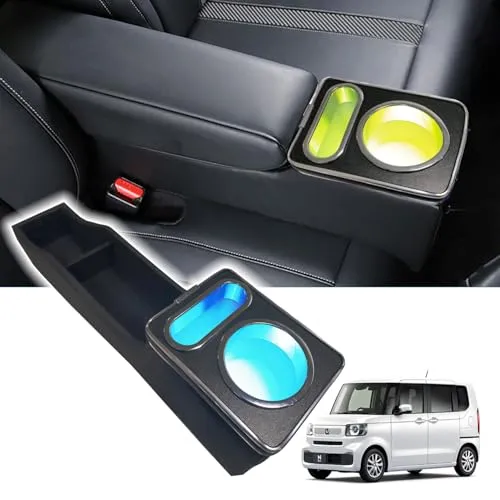Yotetat N-BOX JF5アームレストコンソール ホンダ 新型N-BOX JF3/JF4JF5/JF6/用 コンソールボックス ベンチシート車に適用 呼吸ランプ 七色変換 USBポート付き エヌボックス 車内収納ボックス N-BOX NBOXカスタ