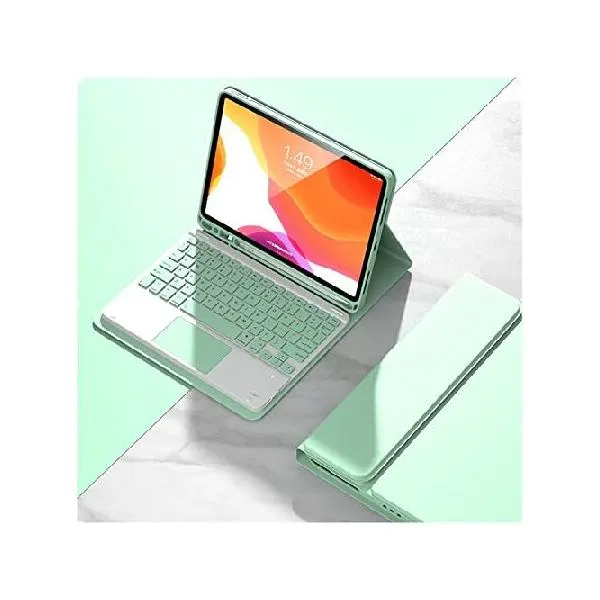 for iPad 6th/5th Gen 9.7'' Air2 Keyboard Case iPad 5 iPad 6 Slim Smart Magnetic Detachable Bluetooth Keyboard Trackpad Cute Color Keycap (Min_並行輸入