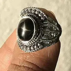本物のブラック スター ダイオプサイド 925 ソリッド スターリング シルバー リング サイズ 5.5、7.5、7.75 Natural Rocks by Kala Genuine Black Star Diopside 925 Solid Sterling Silver Ring Size 5.5, 7.5, 7.75