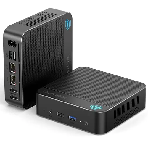 OUMAX デュアルLANミニPC N150、Intel 13th Twin Lake N150(最大3.6GHz)、16GB DDR4 500GB M.2 SSD、内蔵45W電源ミニコンピューター、4Kデュアルディスプレイ/USB3.2/WiFi5/BT