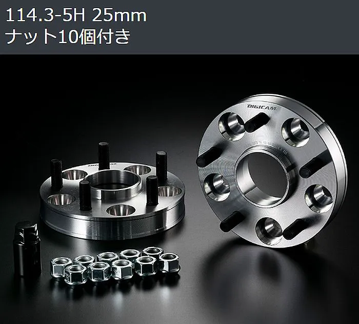25mm厚/5穴用RAV4PHV[PCD114.3/ピッチ1.5/ハブ60Φ]デジキャンA7075-T6ハブ付ワイドトレッドスペーサー[5H/PCD114.3/P1.5]ハブ外径60mm内径60mm２枚SET