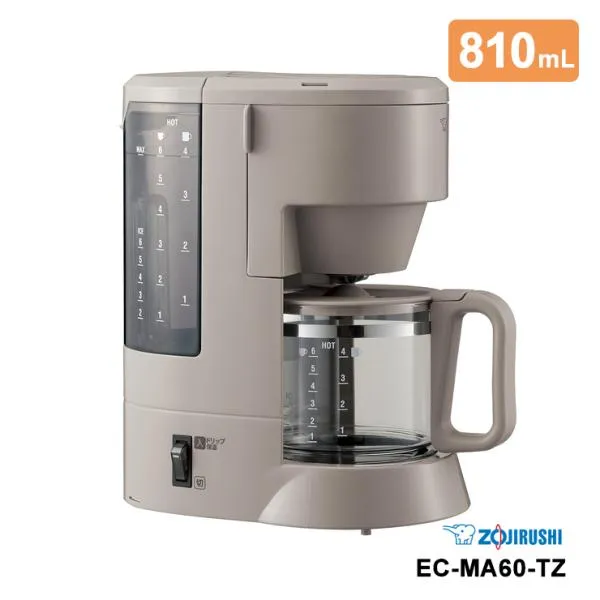 コーヒーメーカー 珈琲通 グレイッシュブラウン EC-MA60-TZ ZOJIRUSHI (象印マホービン) コーヒーカップ約1～6杯分 濃さを選べる 2段階 ドリップ方式 お手入れ簡