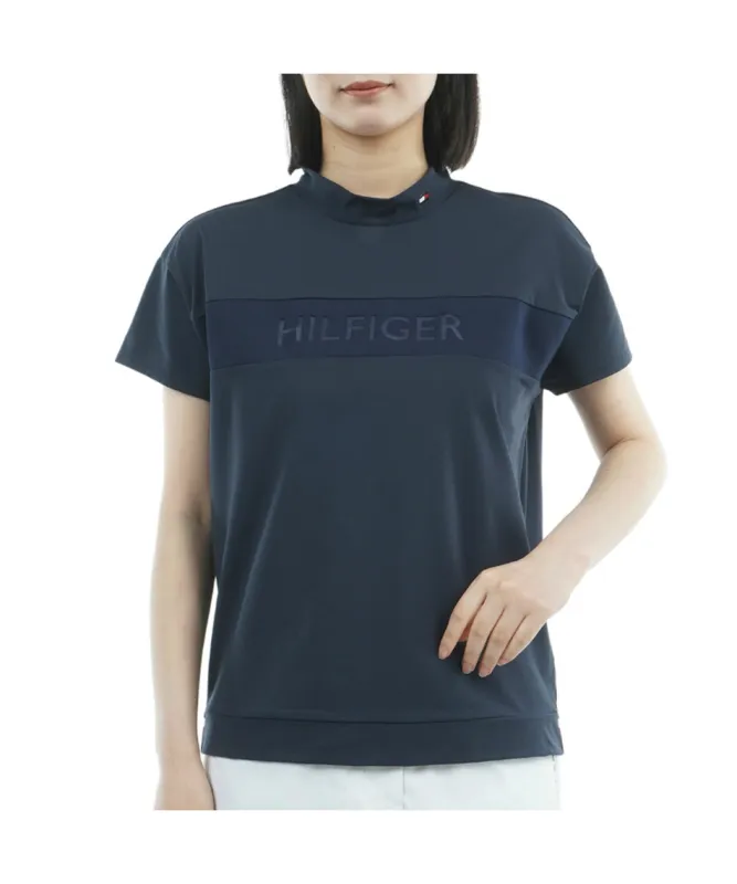 獲得ポイント84pt 30% OFF／SALE 【送料無料】トミーヒルフィガーゴルフ(TOMMY HILFIGER GOLF) ゴルフウェア 半袖シャツ エンボスロゴ半袖モックネックシャツ THLA562 【2025年秋冬モデル】 レディース NVY M