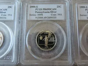 1999-S 25セント銀貨 5枚セット PCGS PR69 DCAM - 古いスラブ