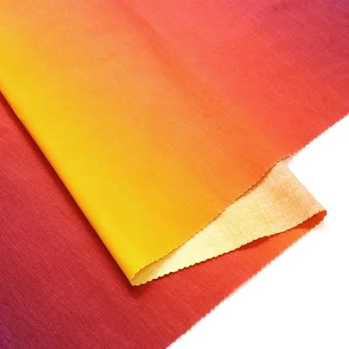 日本紐釦貿易(Nippon Chuko) ハワイアン グラデーションプリント生地 シーチング 巾約110cm×9m切売カット イエロー×レッド×パープル DD11216-302