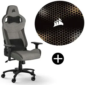Corsair T3 RUSH Gray/Charcoal V2 (CF-9010056-WW) グレー/チャコール ゲーミングチェア + Corsairチェアマット セット