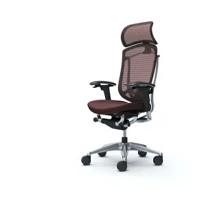 オカムラ OKAMURA コンテッサセコンダ 可動肘 座クッション 大型ヘッド5本脚 ポリッシュ ブラック ランバー付ハンガー無 張地色ダークブラウン 【品番：CC87BS-FPC8】