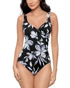 ミラクルスーツ レディース 水着 上下セット Miraclesuit Fiore Di Luna It's A Wrap One Piece Swimsuit Black/White ホワイト