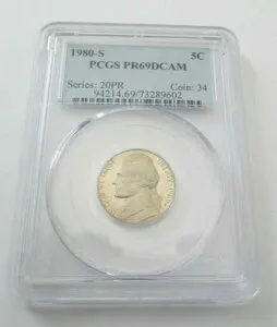 1980-S 5C PCGS PR69DCAM ジェファーソンニッケル 検証済みプルーフ PCGS #94214.69/73289602