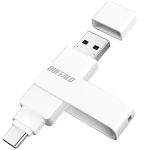 BUFFALO RUF3ACR128GWH USB 3.2(Gen1) Type-C／Type-A両対応 回転式USBメモリー 128GB Win・Mac・スマホ対応 ホワイト