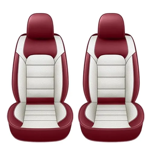 車シートカバー シートクッション と互換性のあるアウディA6 C7 2011~2019 フロントシートカバー 360°フルラップ 通年使用 カーシートカバー 防水 防汚 滑り止 耐磨耗 通気性 取付簡単 カー用品 2枚(白と赤,枕なし)