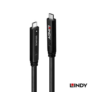 LINDY 10m 15m USB3.2 Gen 2 Type-C 光ファイバーハイブリッドケーブル 10Gbps 高速データ転送 DisplayPort1.4 Alt Mode 4K144Hz 8K30Hz 高解像度映像音声伝送 60W PD急速充電対応 アクティブIC内蔵 耐摩耗耐腐食 ステ