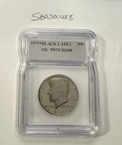 1973-S 50セント DCAM（プルーフ）ケネディ・ハーフダラー PR70 ブラックラベル JFK