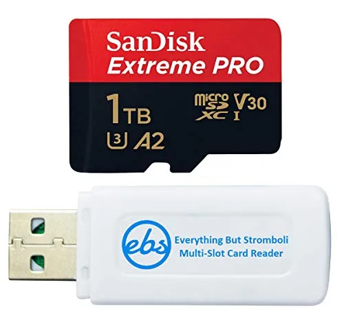 SanDisk Extreme Pro 1TB マイクロSDメモリーカード Hero 12 ブラック GoProアクションカメラ (SDSQXCD-1T00-GN6MA) Stromboli MicroSDXC & SDカードリーダー1個付き