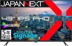 JAPANNEXT ジャパンネクスト 商品は軒先渡し フルHD対応43型液晶ディスプレイ(IPS/HDMIx3/USBx2/スピーカー/5年保証) JN-IPS43FHD2-U-H5 単品購入のみ可（同一商品であれば複数購入可） 軒先渡し クレジッ