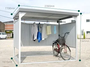 ダイマツ 多目的万能物置 DM-10 幅2390×高さ1920×奥行1615mm サイクルハウス ワイドタイプ / サイクルポート 休憩所 喫煙所 喫煙ブース 屋外国内生産！自転車置き場,物干し台,物置 【代引・時間