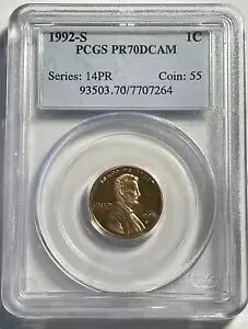 1992-S PCGS PR70DCAM リンカーン セント 1c - 送料無料 - (1074)