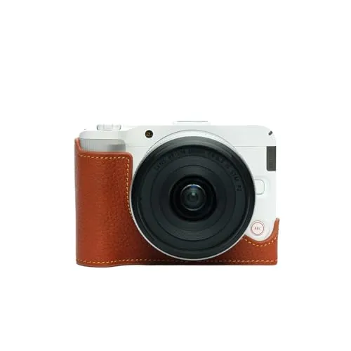 TP Original Canon EOS R50 V 専用 オープナブルタイプ ハンドメイド本革 ボディケース 互換 電池交換便利 底面開閉 ハンドメイド本革ハーフカメラケースバッグカバー (赤茶色)