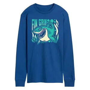 ディズニー ピクサー メンズ トップス Tシャツ グラフィック Disney / Pixar ’ s Finding Nemo Men's Fin Grin Long Sleeve Graphic Tee Blue ブルー