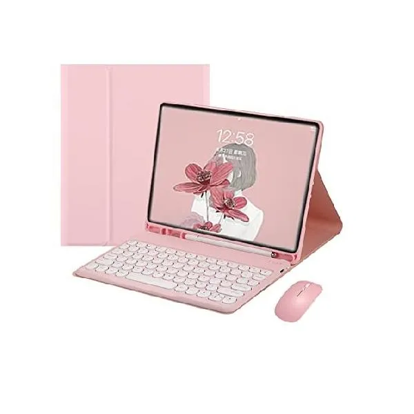 QYiiD Keyboard Case for iPad mini, Compatible with iPad mini 5/4/3/2/1, Folio Smart Leather Cover Case with Cute Round Key Bluetooth Keyboard_並行輸入