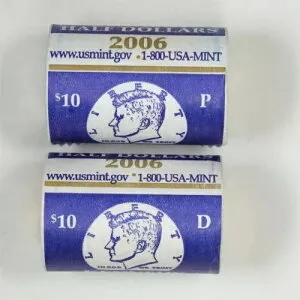 2006-P & D 未流通 JFK ハーフドル ペア 米国造幣局 ラップロール 10 ドル