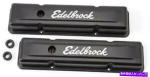 エンジンカバー Edelbrock 4443シグネチャーバルブカバー59-86 SBC Chevy 262-400 Std。高さ黒 Edelbrock 4443 Signature Valve Covers 59-86 SBC Chevy 262-400 Std. Height Black【並行輸入品】