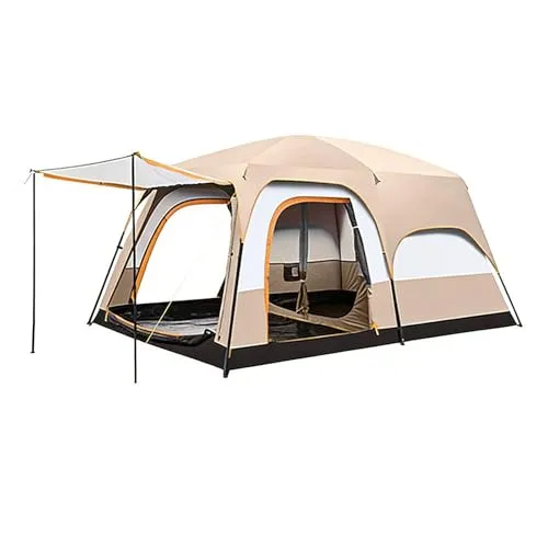 JTKXM テント キャンピングテント 大型 ドームテント 軽量 二重層 キャノピーテント 設営簡単 uvカット加工 前室付き アウトドア キャンプ 大型 リビング+２ルーム付き 通気性に優れ 二重構造 おしゃれ 4人用 防風 防雨 日よけ BBQ 公園