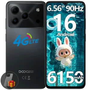 【数量限定4000円OFF】DOOGEE NOTE56 SIMフリー Android16スマホ 6.56インチ 90Hzディスプレイ24GB RAM+64GB ROM+最大2TB拡張 8コアCPU 6150mAh大容量バッテリー AI機能対応 4G LTE Wi-Fiモデル 顔認証・FMラジオ・GPS対