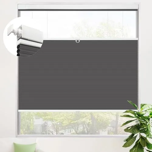 SAIFANSI ハニカムシェード つっぱり式 上下開閉 ハニカムスクリーン コードレス オーダーメイド 1級遮光 遮熱 防寒 防音 UVカット 省エネ 取付簡単 プリーツスクリーン ブラック 幅50×丈90