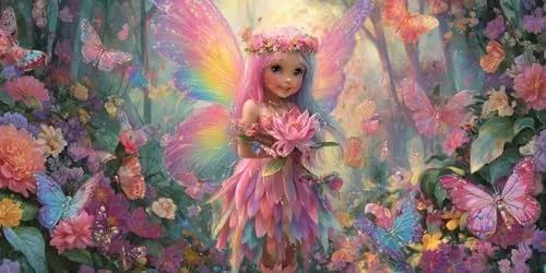 DIY ペイントバイナンバーキット 数字油絵 アクリル絵具 & ブラシ付き 大人 & 子供 & 初心者向け フレームレス 蝶の精霊 大サイズ デザイン 手作り油絵 キャンバスアート リビング/オフィス壁飾り インテリア手工芸 100x200cm 汎用サイズ