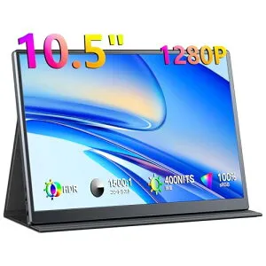 KEEPTIME モバイルモニター 10.5インチ FHD1280P モバイルディスプレイ 高輝度400nits 100%sRGB広色域 超軽量260g 極細ベゼル ポータブルモニター IPSパネル HDR対応 USB Type-C/mini HDMI接続可 ゲーム機/携帯電
