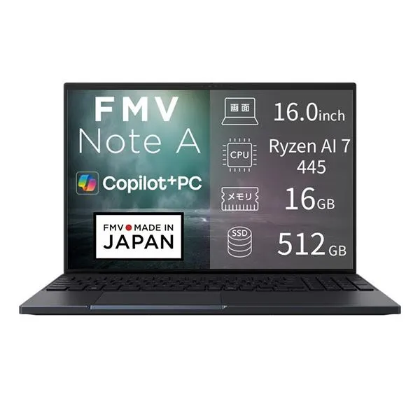 富士通 ノートパソコン 16.0型 Win11Home Ryzen AI7 メモリ16GB SSD512GB Officeオプション付 FMVA79L1BA コールブラック A79-L1