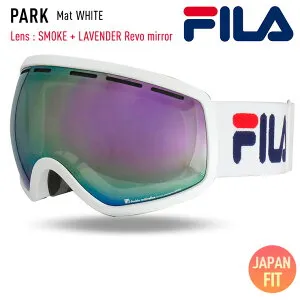 FILA フィラ スノーボード ゴーグル FG1801J-4 [Mat WHITE] SMOKE + LAVENDER Revo mirror ゴーグル 球面 スキー ゴーグル