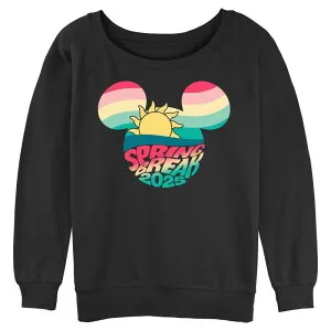 ディズニー レディース トップス Tシャツ グラフィック Disney's Mickey Mouse Spring Break 2025 Juniors' Graphic Pullover Black ブラック